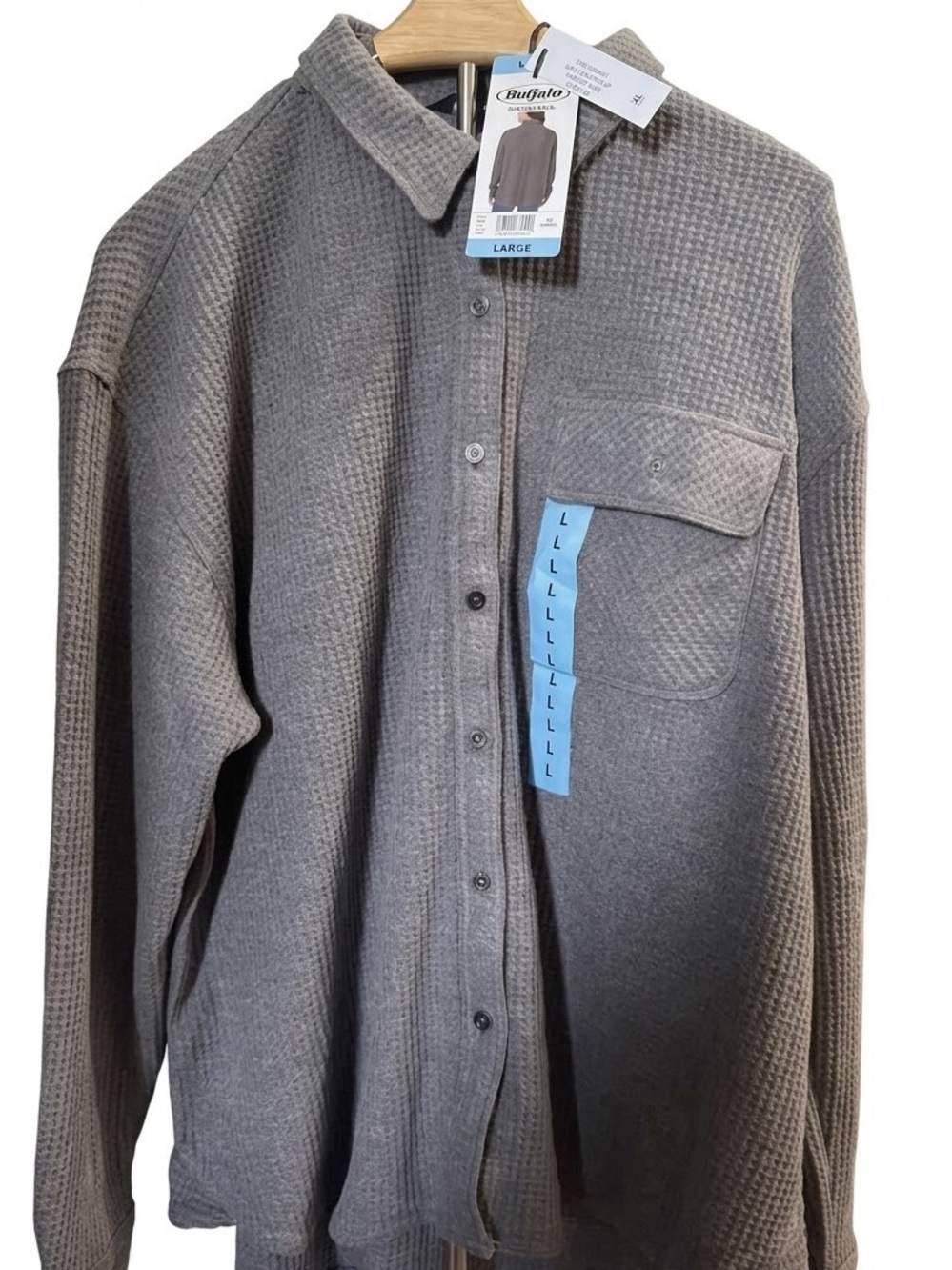 Buffalo David Bitton Men's Gray Waffle Button-Down Shirt